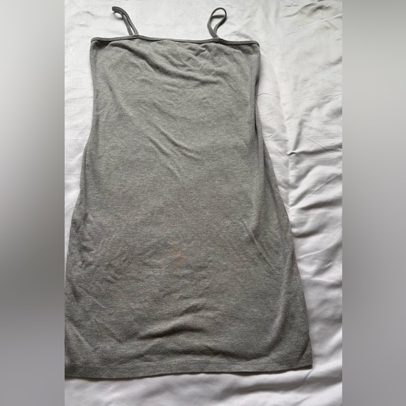Topshop Gray Spaghetti Strap Dress fitted Mini Summer stretchy Slim Fit Size 8 - Picture 4 of 8